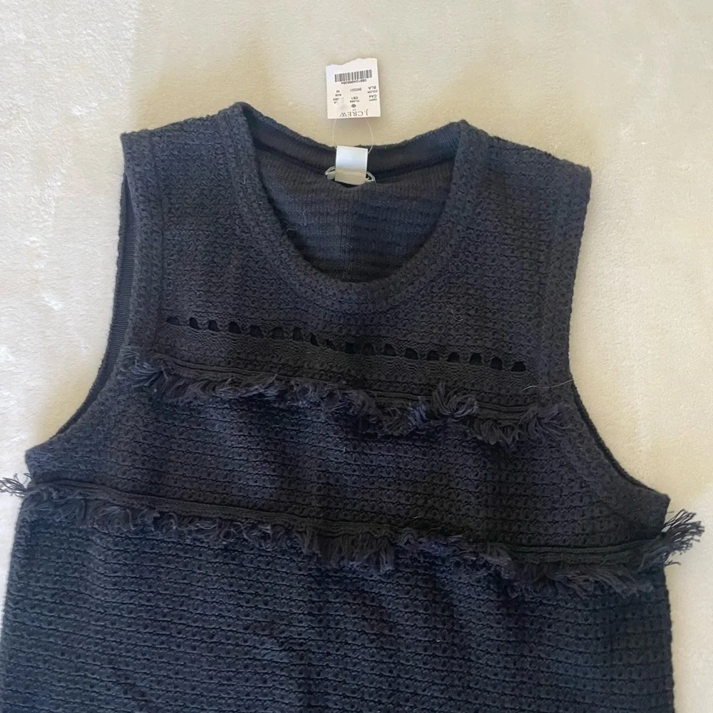 J. Crew Black Fringe Knit MIDI Dress